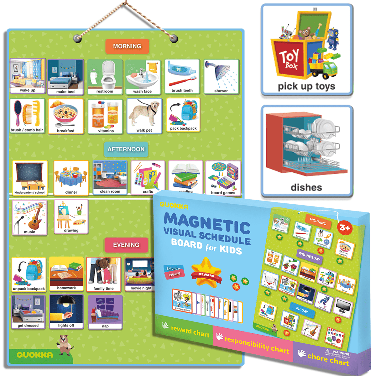 145 Reward Chore Chart for Kids | Magnetic Calendar Learning Visual Schedule
