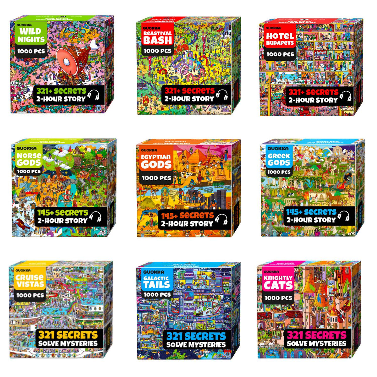 Bundle Set 9x1000 Piece Puzzle for Adults with Extra Fun Challenges