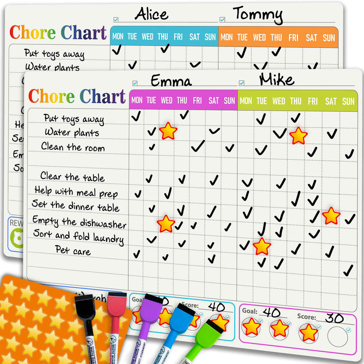 Behavior Magnetic Chore Chart for Multiple Kids