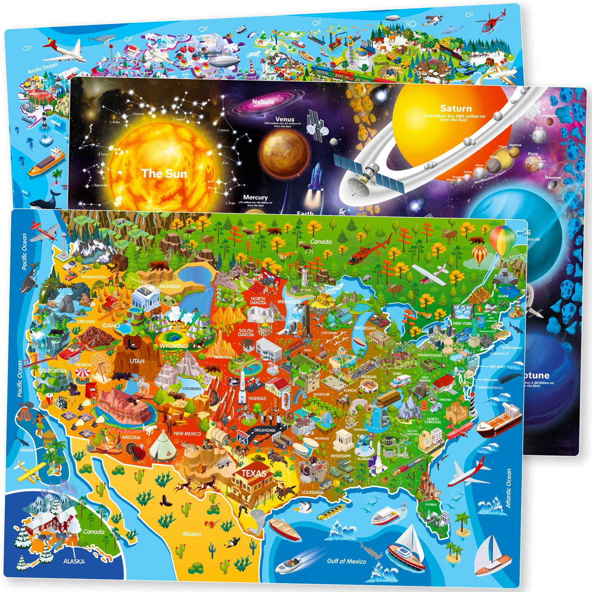 300 Pcs Search & Find Floor Puzzles | Maps & Space