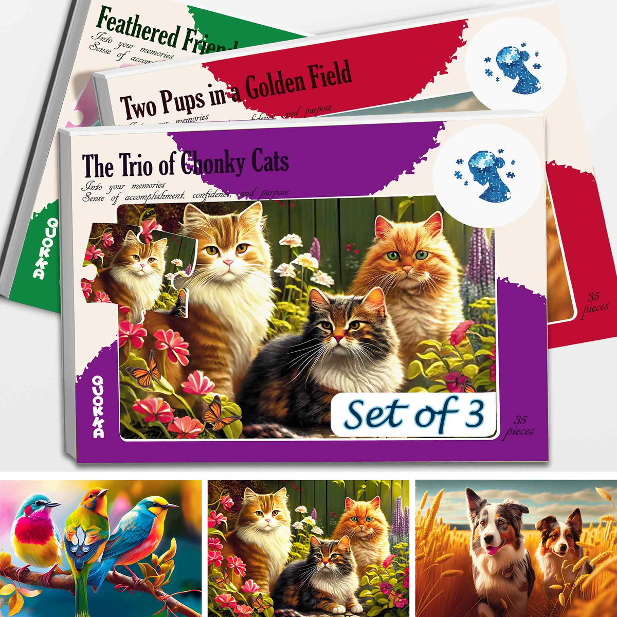 35 Piece Dementia Puzzles for Elderly | Birds, Dogs & Cats