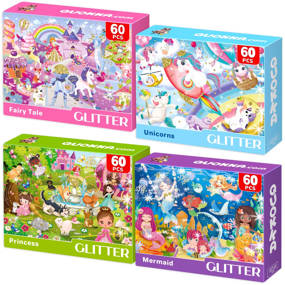60 Piece Puzzles for Kids | Unicorns, Mermaids, Princesses & Fairy Tale