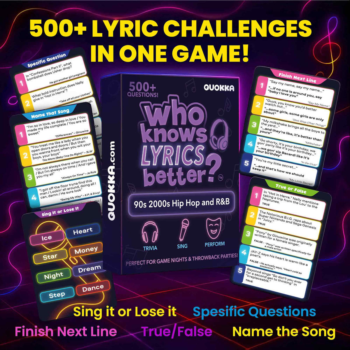 Card Game Who Knows Lyrics Better? 90s & 2000s Hip-Hop & R&B