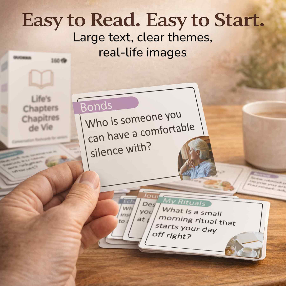 Conversation Cards for Seniors - 160 Large Print Prompts