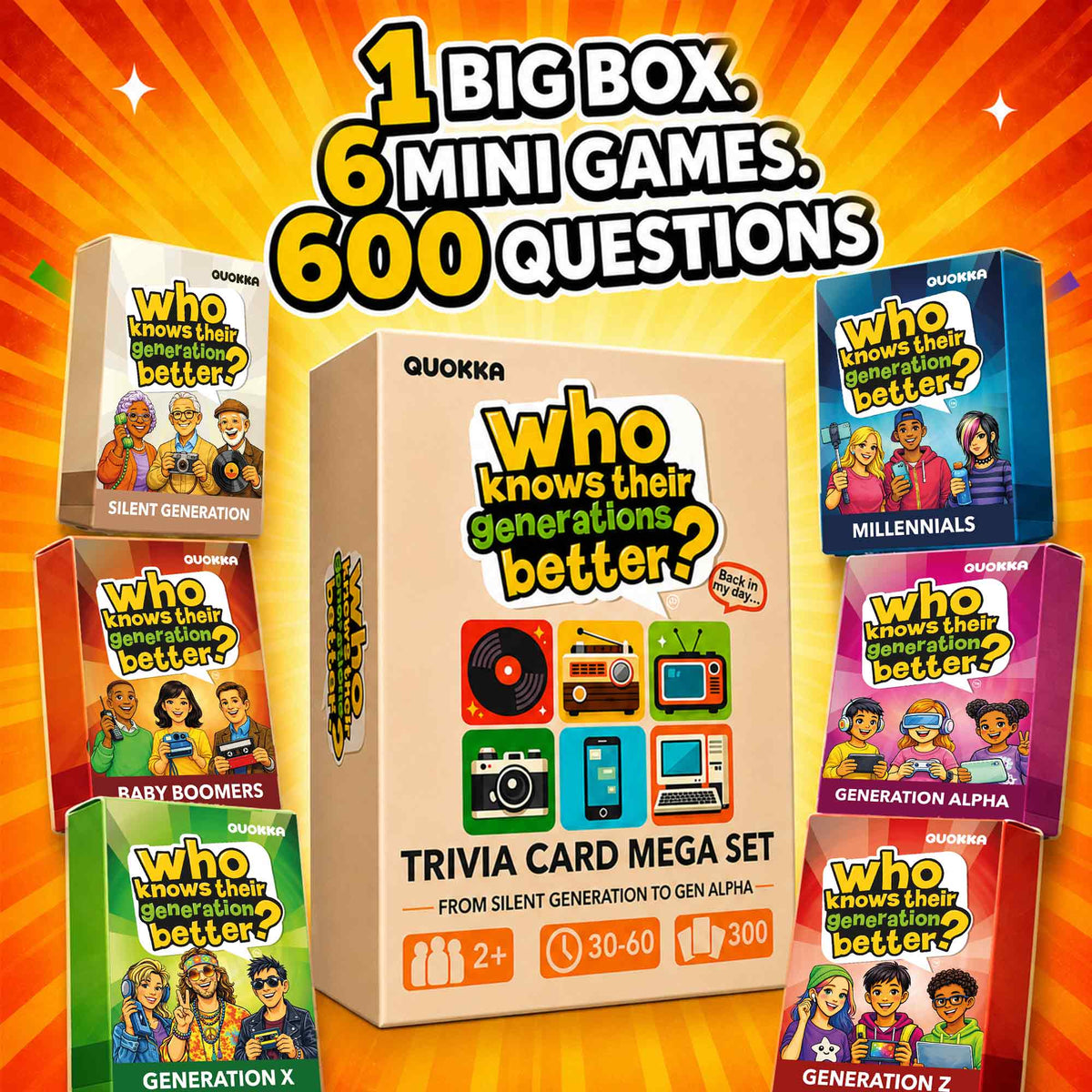 Trivia Card Game Who Knows Generations Better? for Family