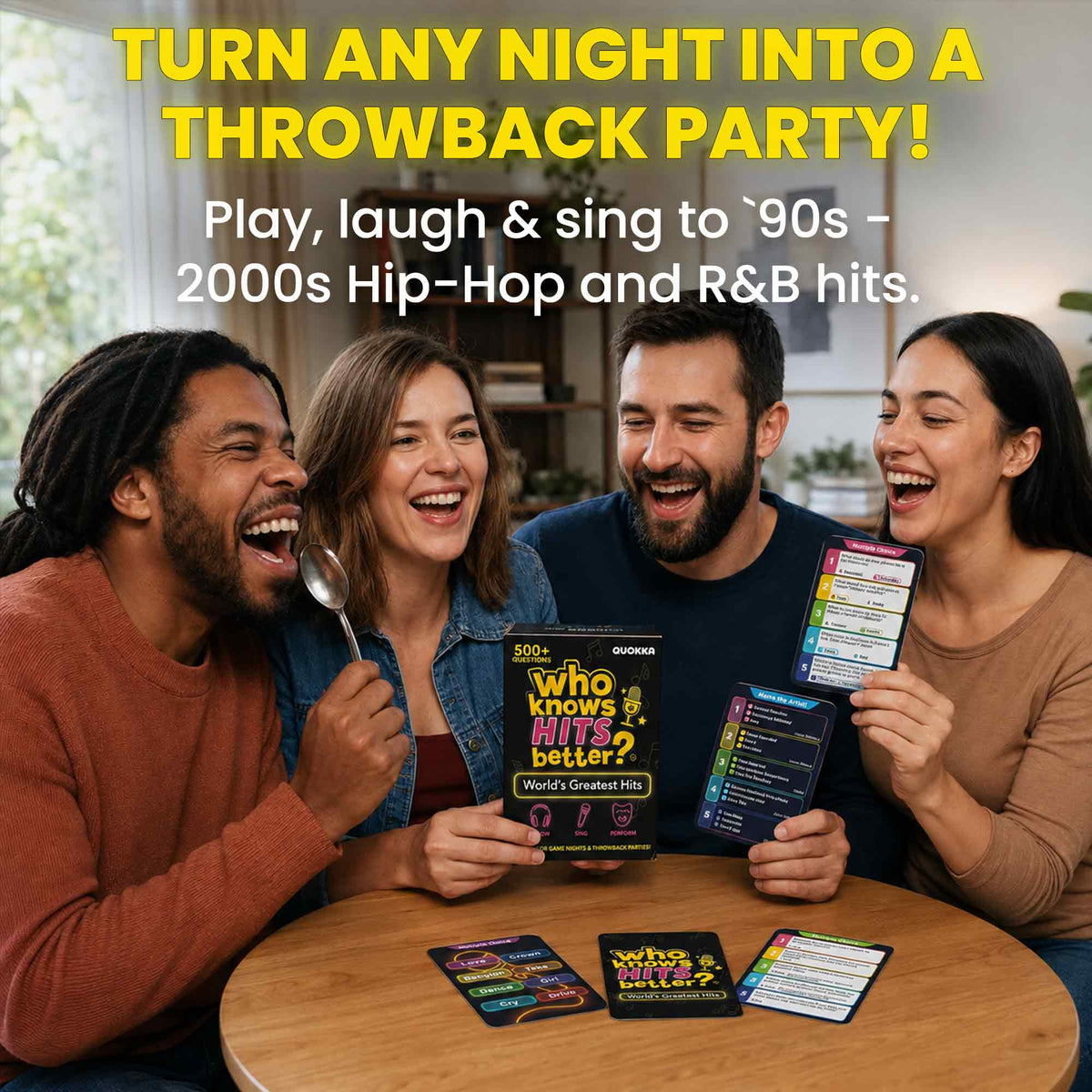 Card Game Who Knows Hits Better? 500+ Questions Music Games
