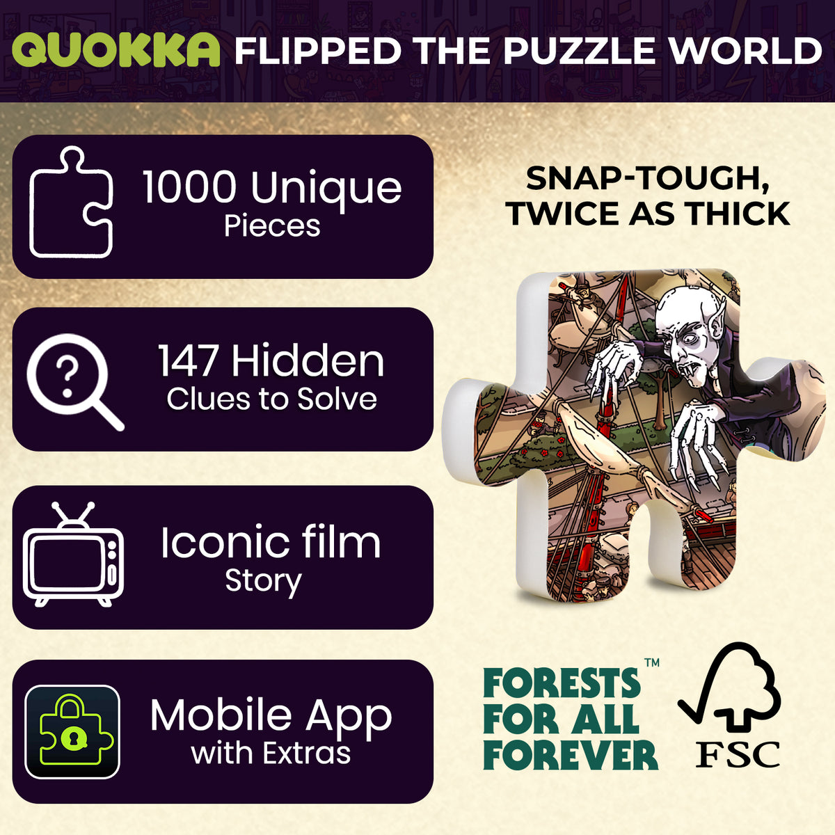 1000 Pcs Puzzle for Adults with Hidden Tasks | Nosferatu 1922