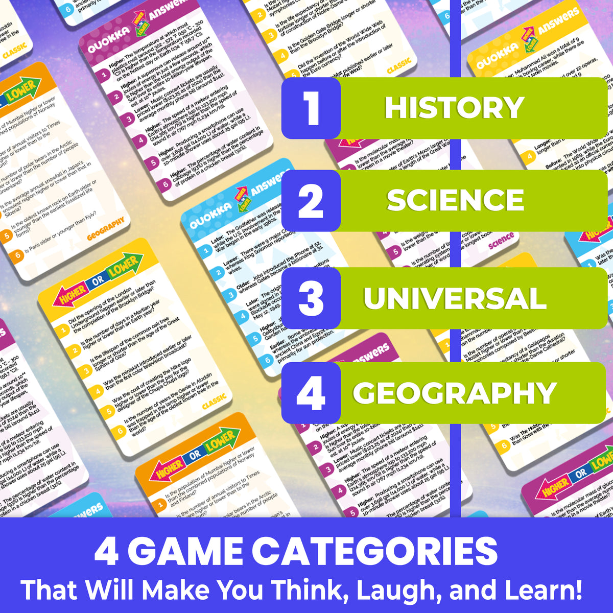 4 Set Board Game Higher or Lower for Family