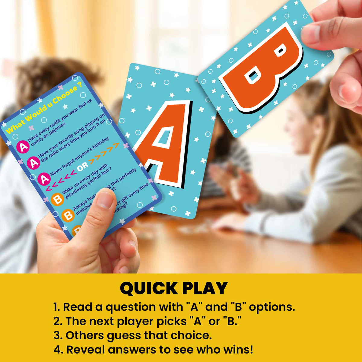 4 Set Card Game What Would You Choose? for Kids & Family
