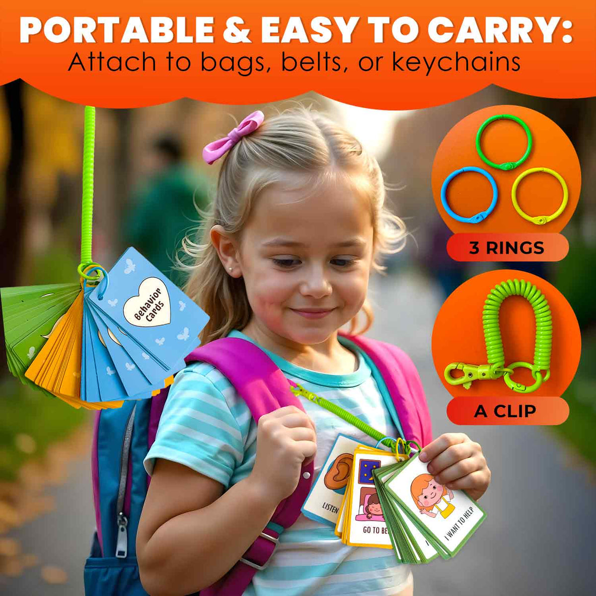 Cards for Kids with Rings & Clip