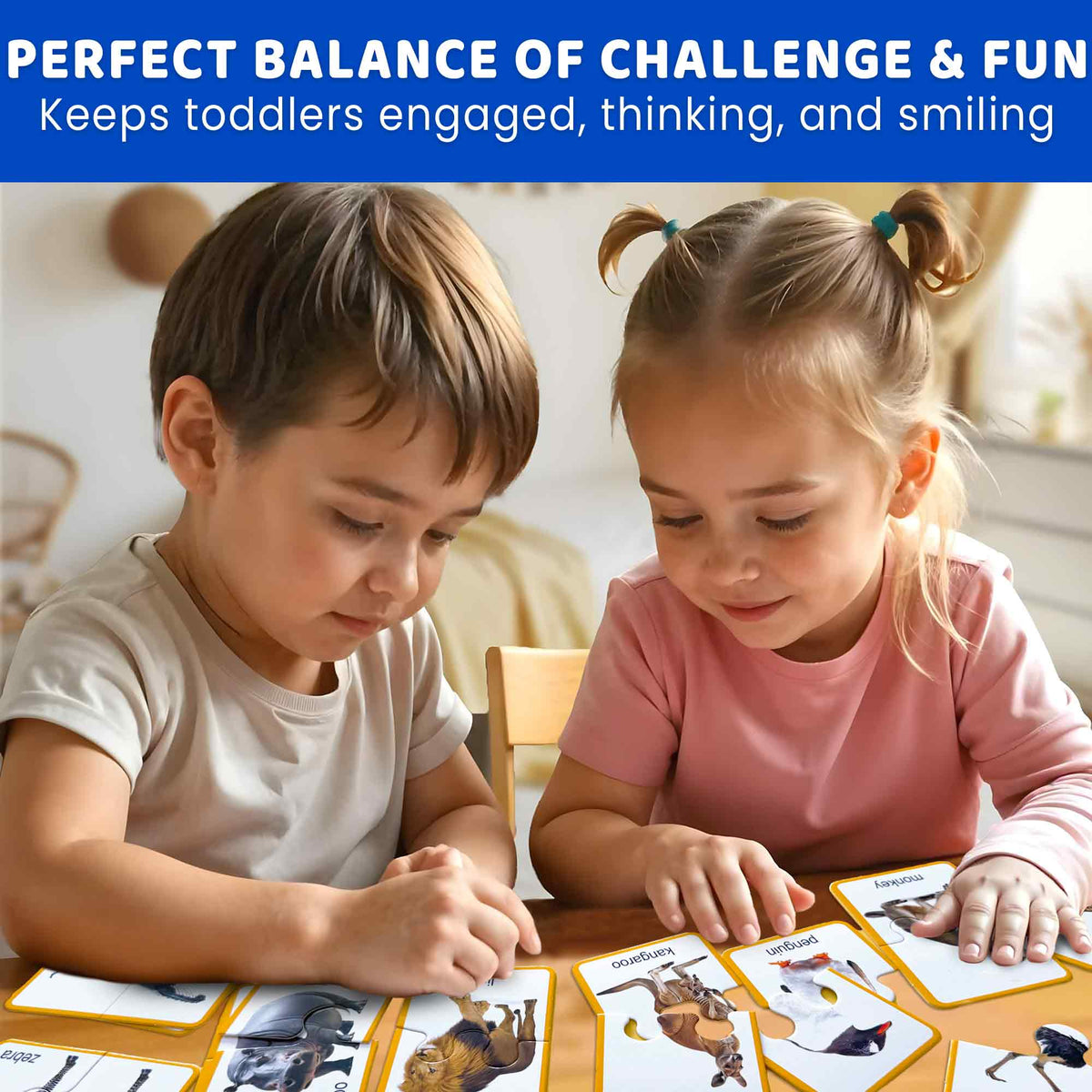 Matching Puzzle for Toddlers - 16 Realistic Pairs Wild Animals
