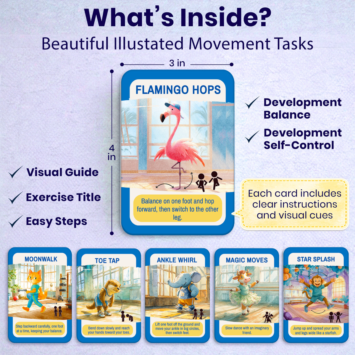 Active Movement Game for Kids – 50 Animal-Themed Exercise Cards