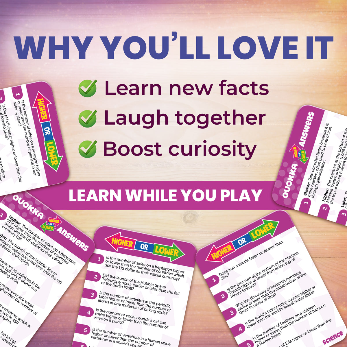Board Game Higher or Lower Science | Family Card Game