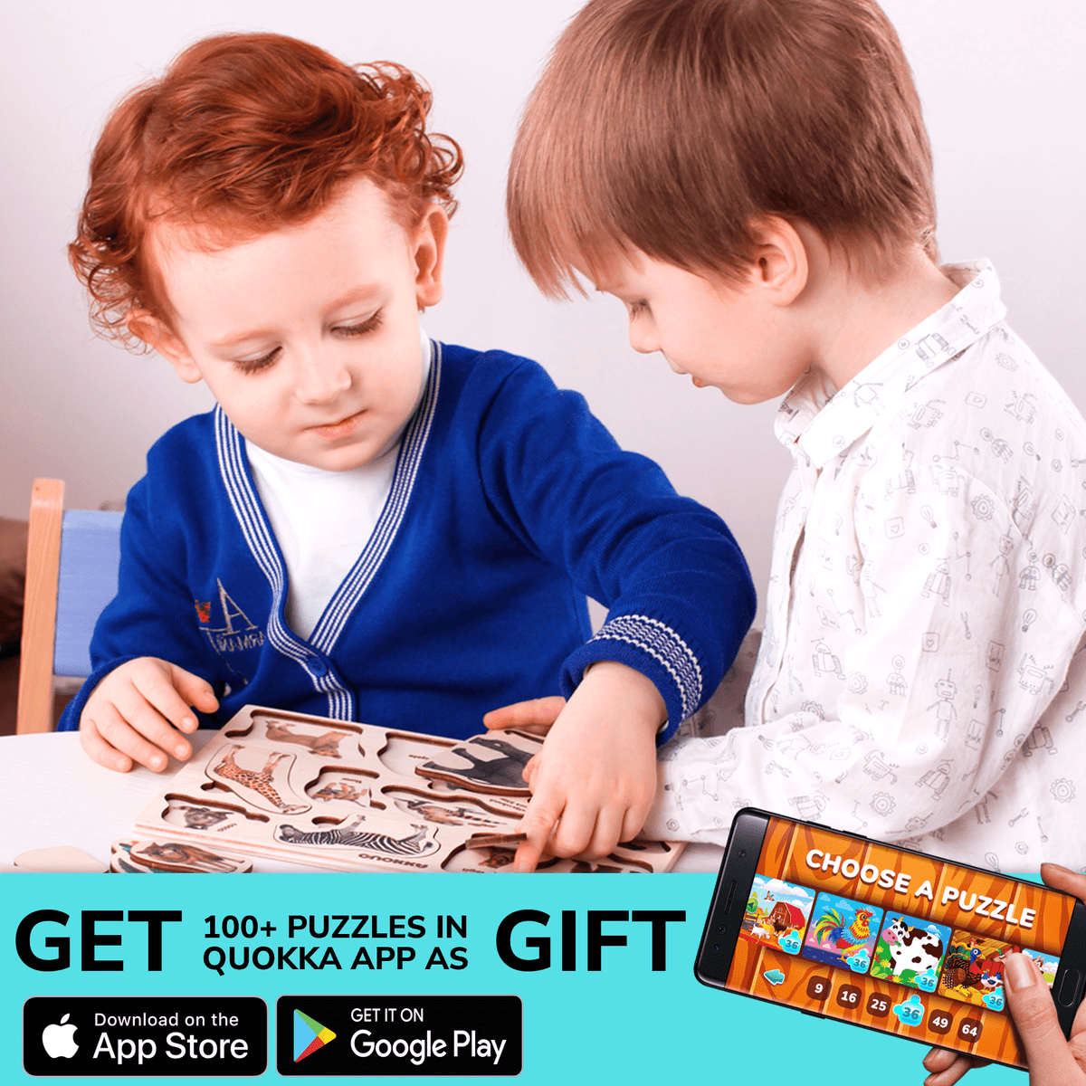 Toddler Puzzles Real Animal Wooden Set | Farm Ocean Wild Animals