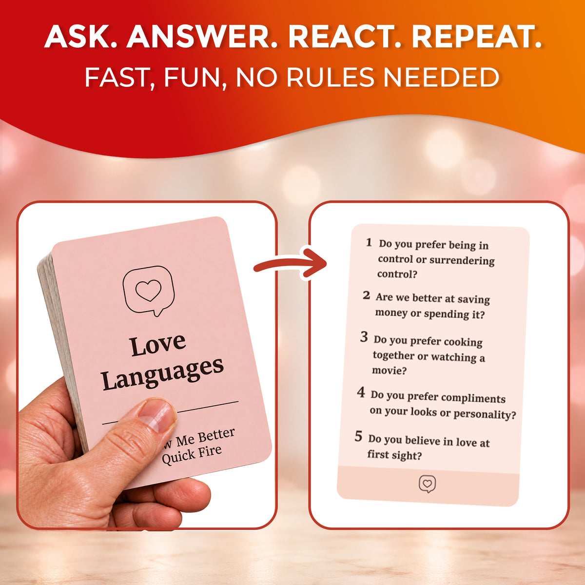 Couples Card Game Quick Fire – Date Night Conversation Starter