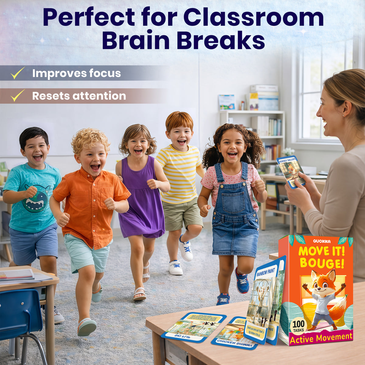 Active Movement Game for Kids – 50 Animal-Themed Exercise Cards