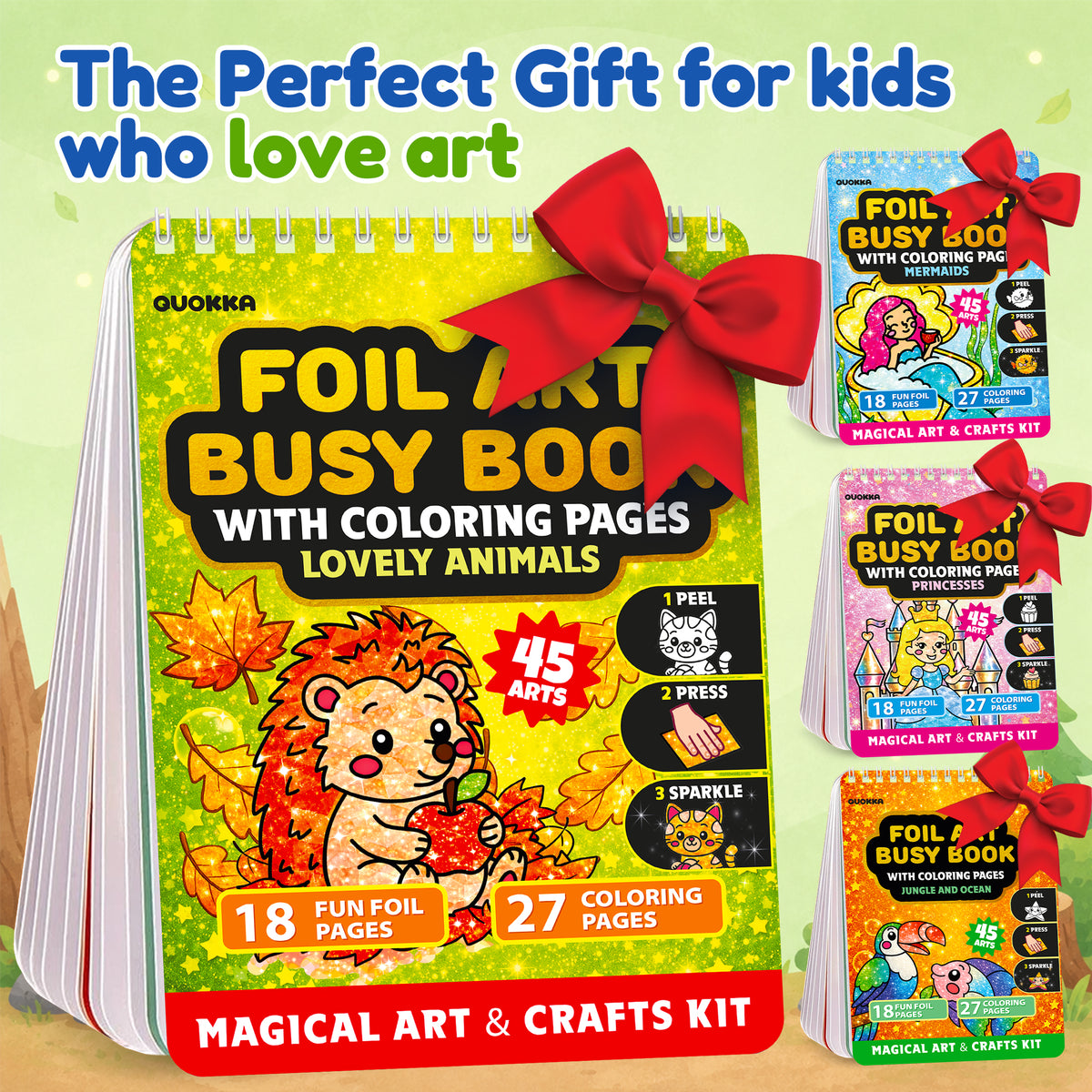 Foil Art Crafts Activity Book with Coloring Pages for Kids Animals