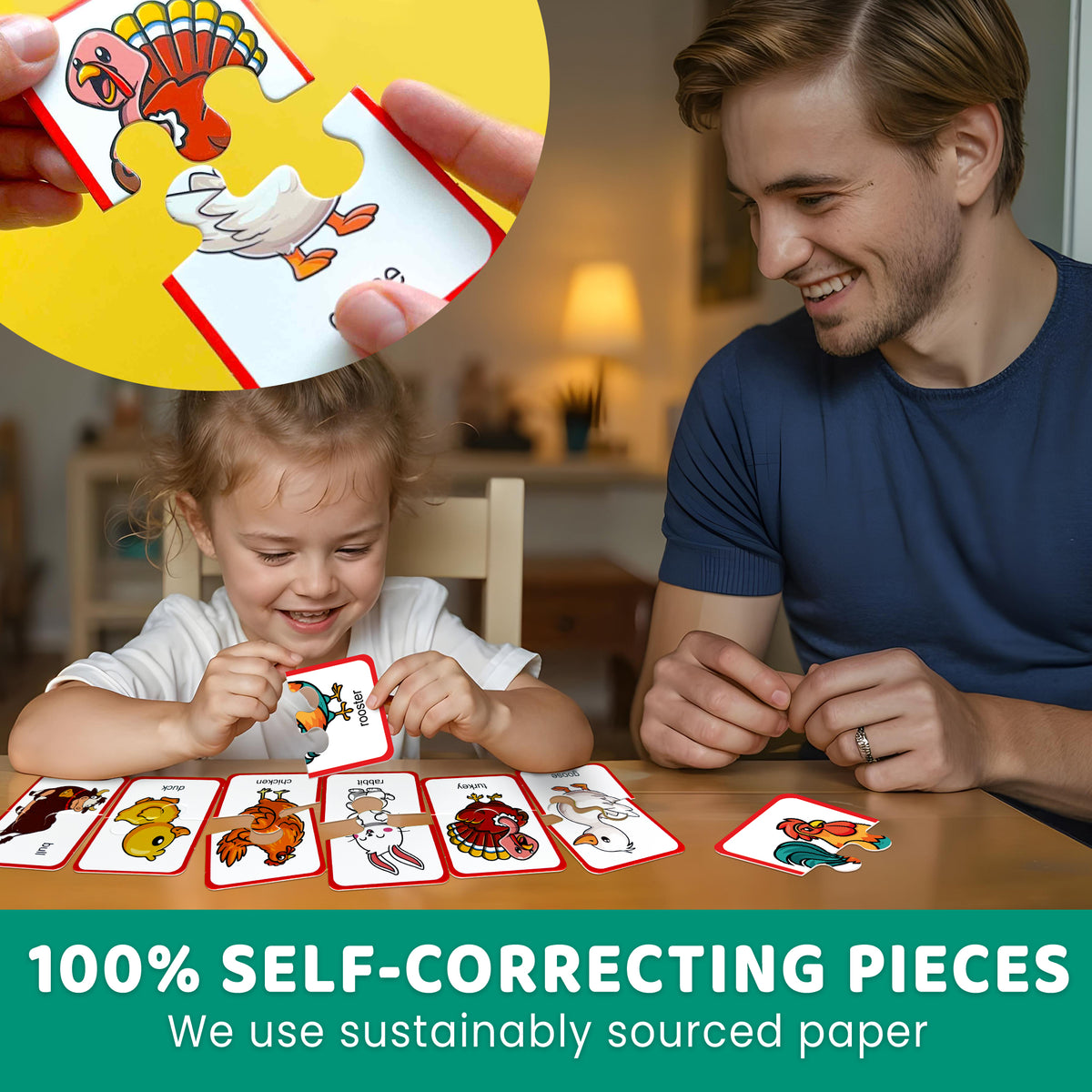 4 Set Matching Puzzle for Toddlers - Animals & Fruit