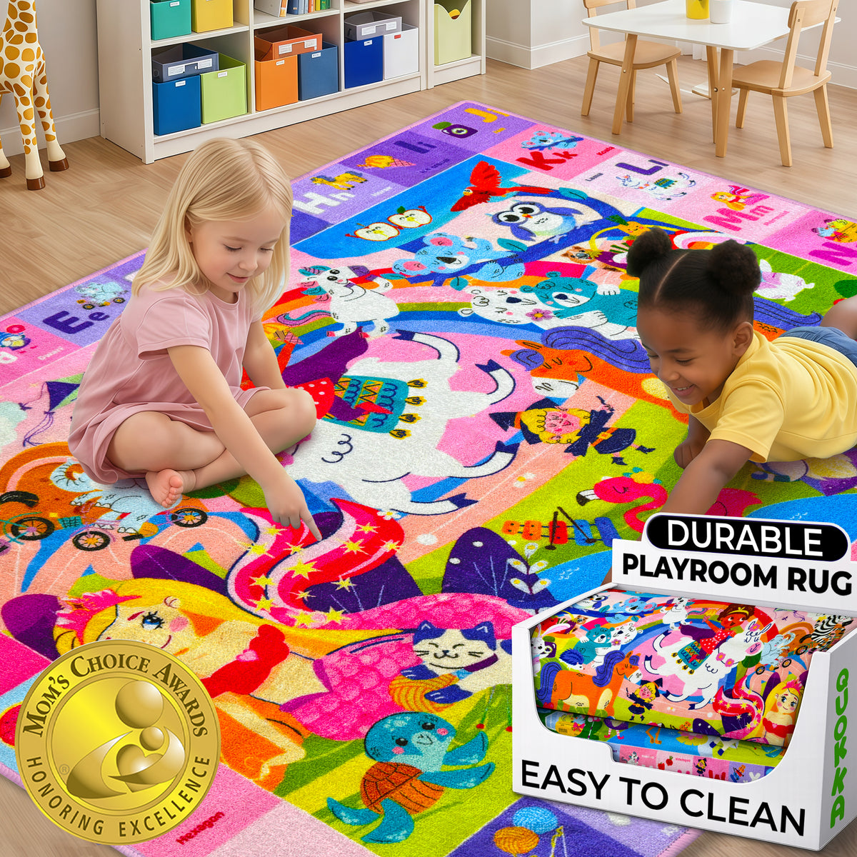 Small Classroom Girl Rug for Kids - 59x39 ABC Rugs for Playroom