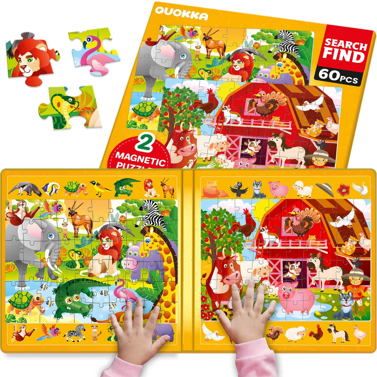 Magnetic Puzzle 2x60 Pcs Puzzles for Kids - Farm & Africa