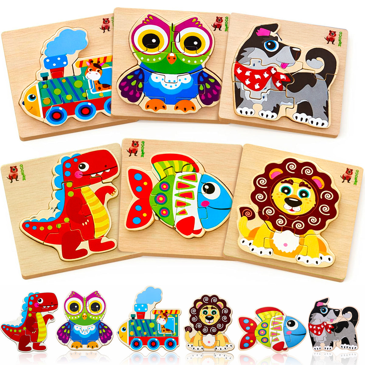 Wooden Puzzle for Toddlers Unique Shapes | Animal