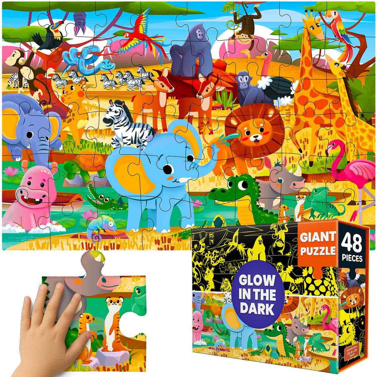 2x3 FT Giant Glow in African Animal Safari