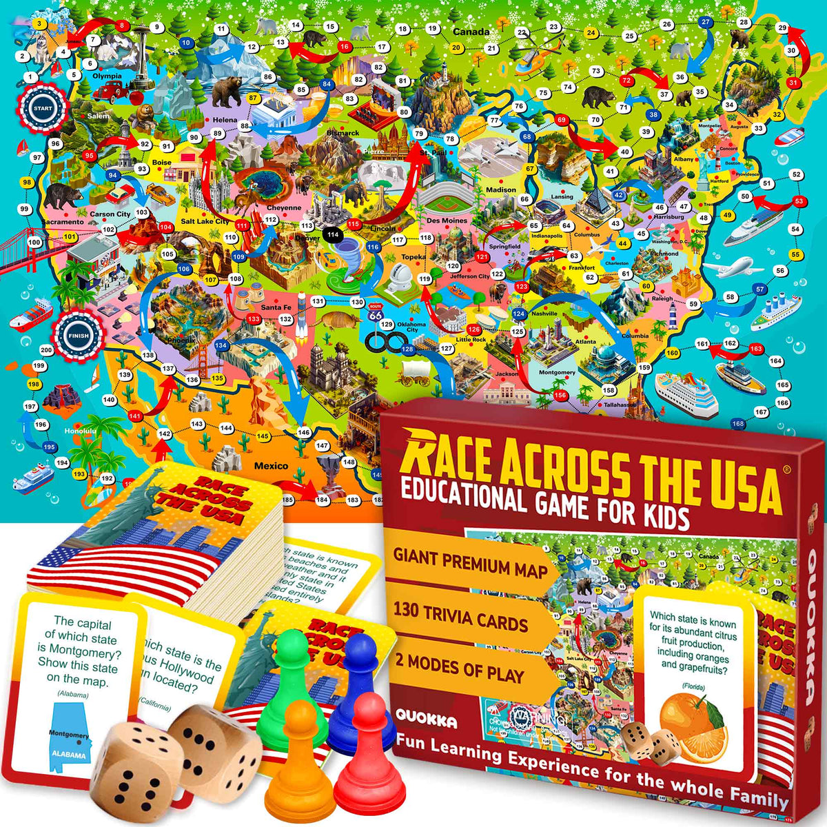 Board Game Race Across the USA | Play Indoor & Outdoor
