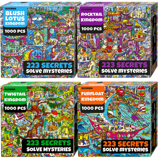 4 Set 1000 Piece Puzzle for Adults with Hidden Secrets - Four Kingdoms