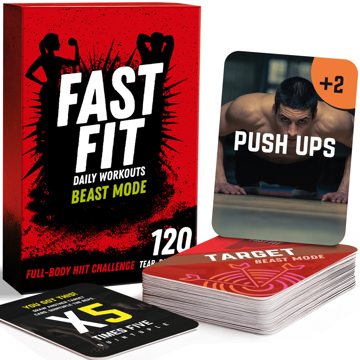 Fast Fit Beast Mode Workout Cards – 120 Fitness Deck for Full Body