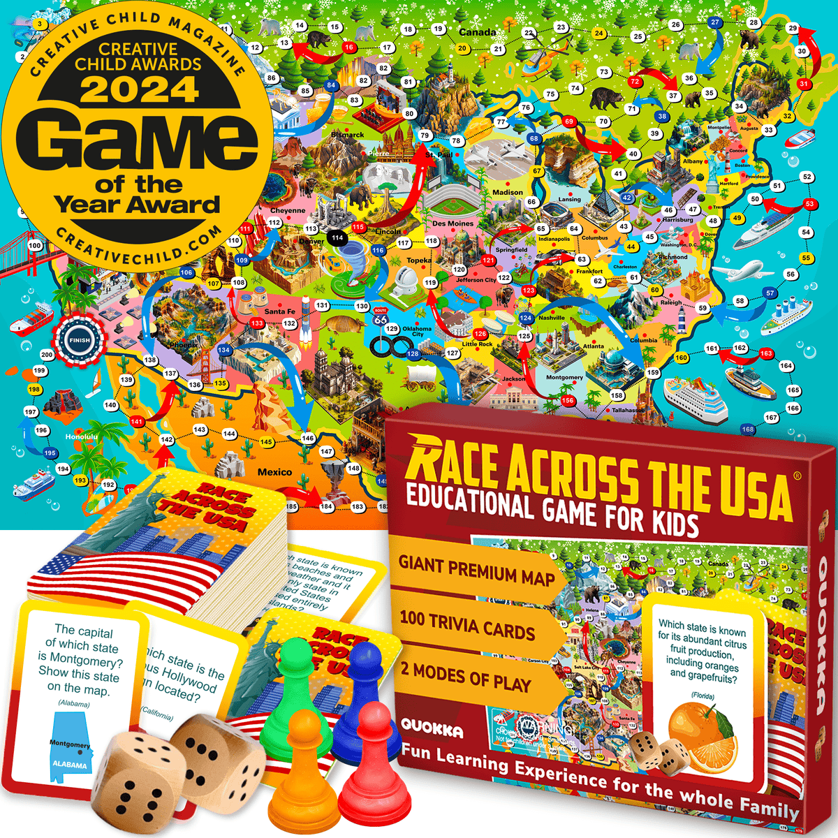 Board Game Race Across the USA