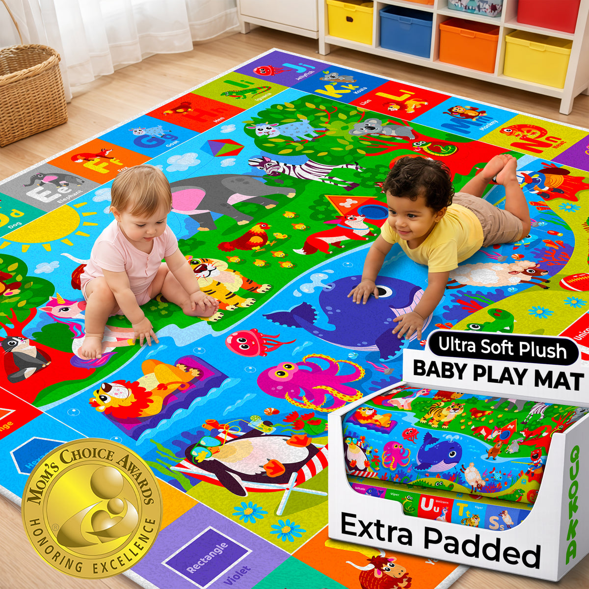 Large Baby Play Mat for Floor | Plush ABC Playmat for Toddlers