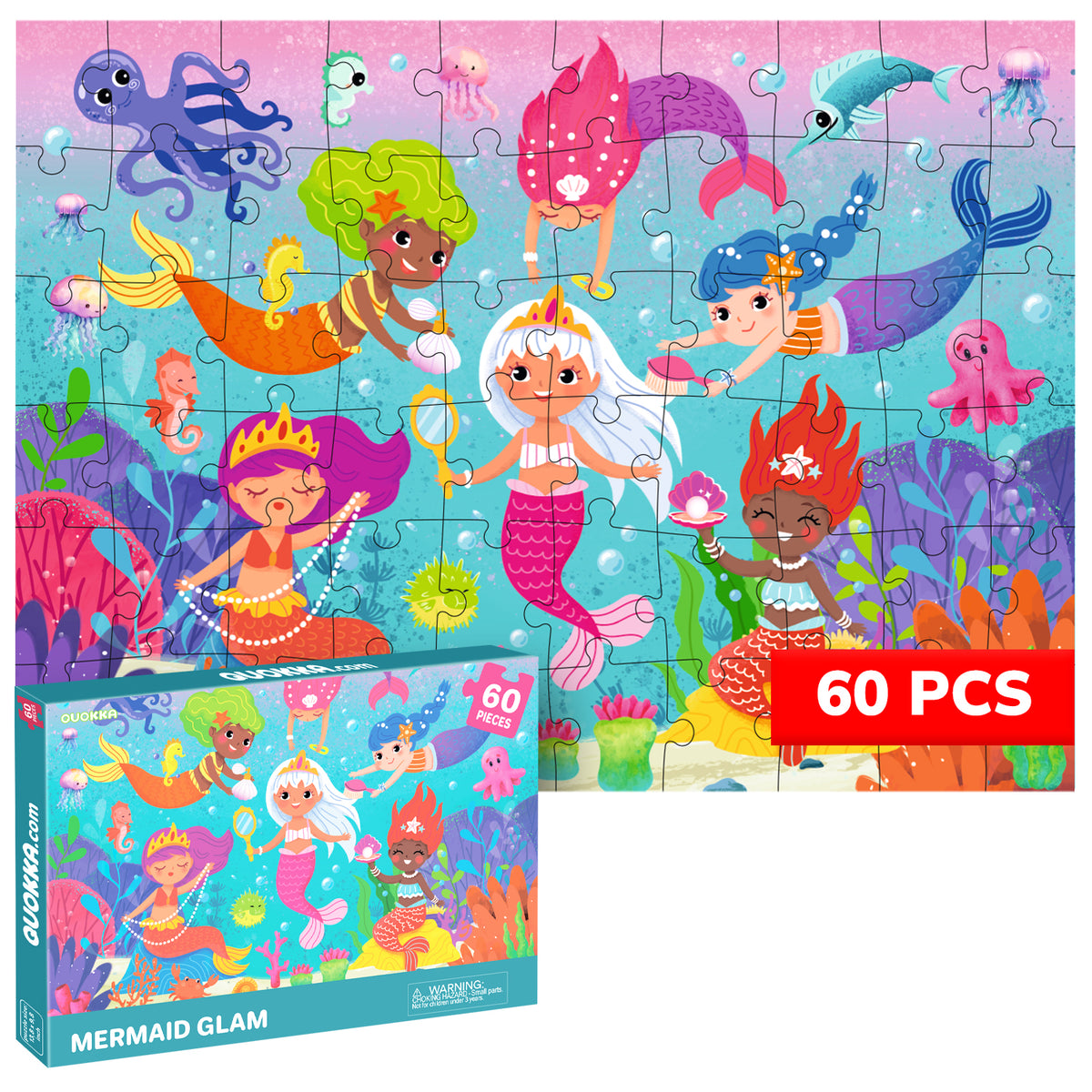 60 Pcs Puzzles for Kids - Mermaid