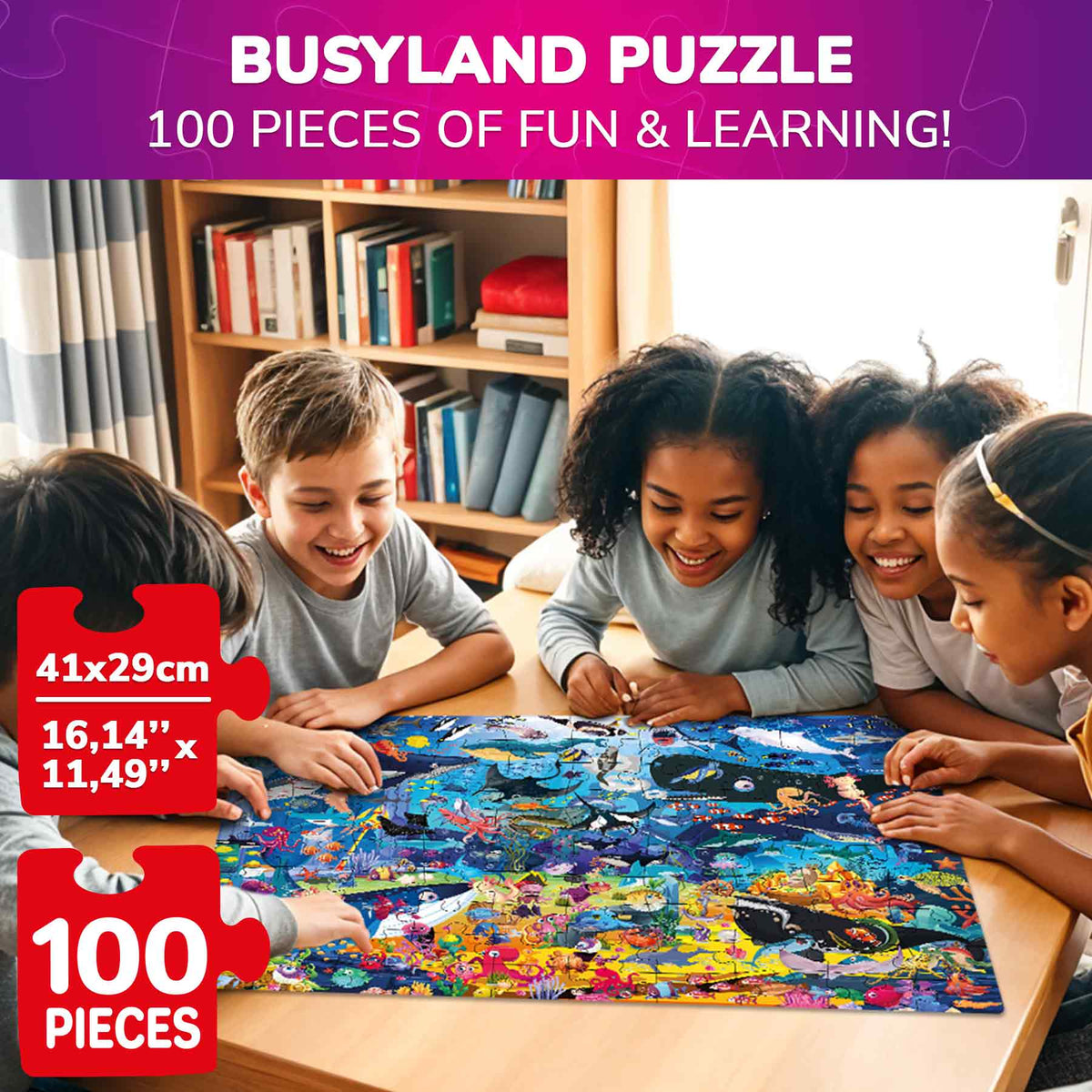 100 Pcs Jigsaw Puzzle for Kids | Ocean Animals Learning Game