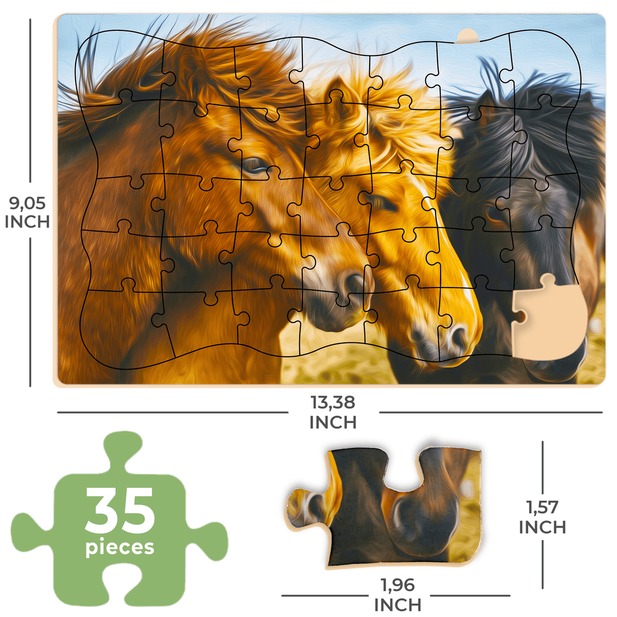 35 Piece Dementia Puzzles for Elderly | 3 Alzheimers Jigsaw Puzzle Games for Adults with Birds Steeds and Old City