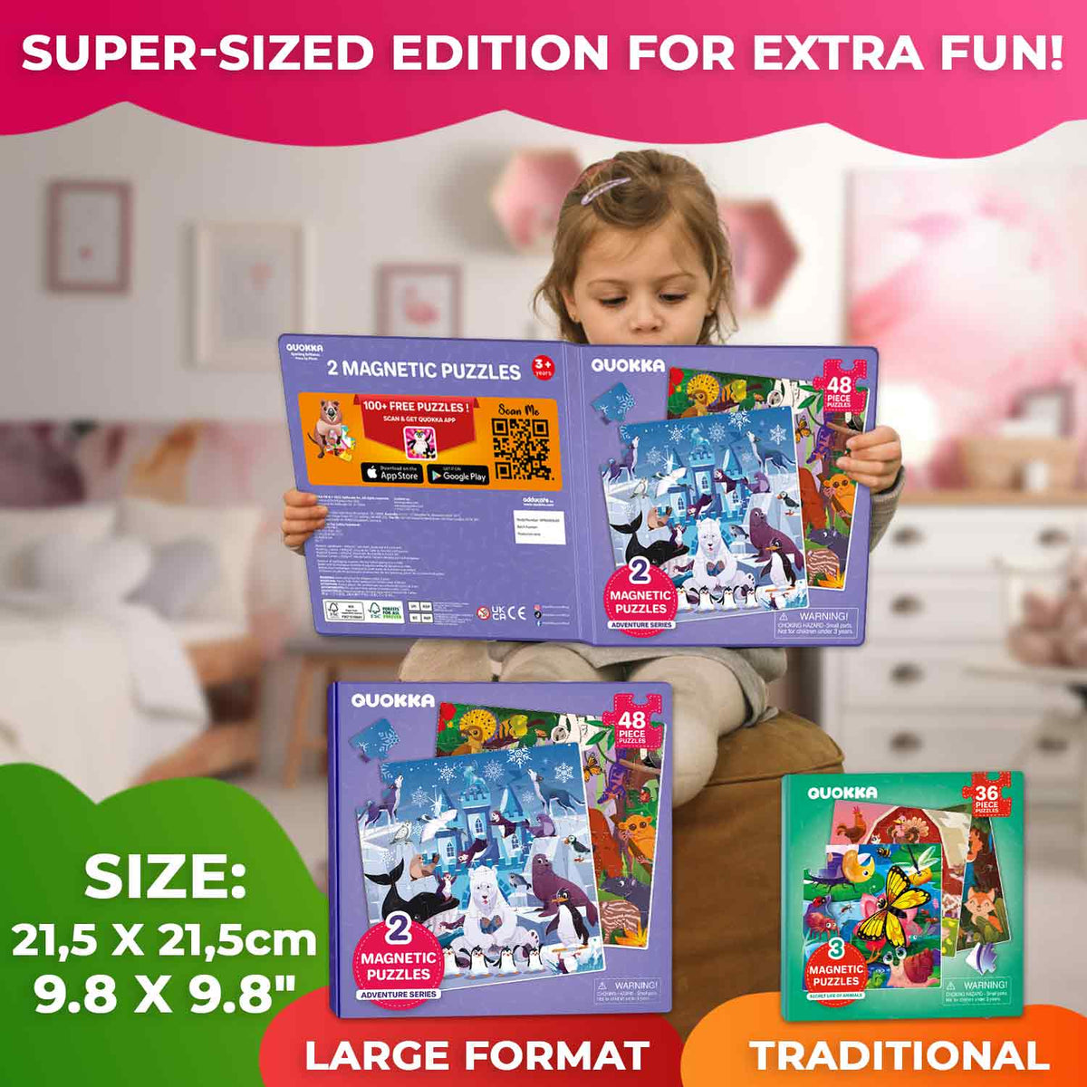 Magnetic Book 2x48 Piece Puzzles for Kids | Polar & Rainforest Animals