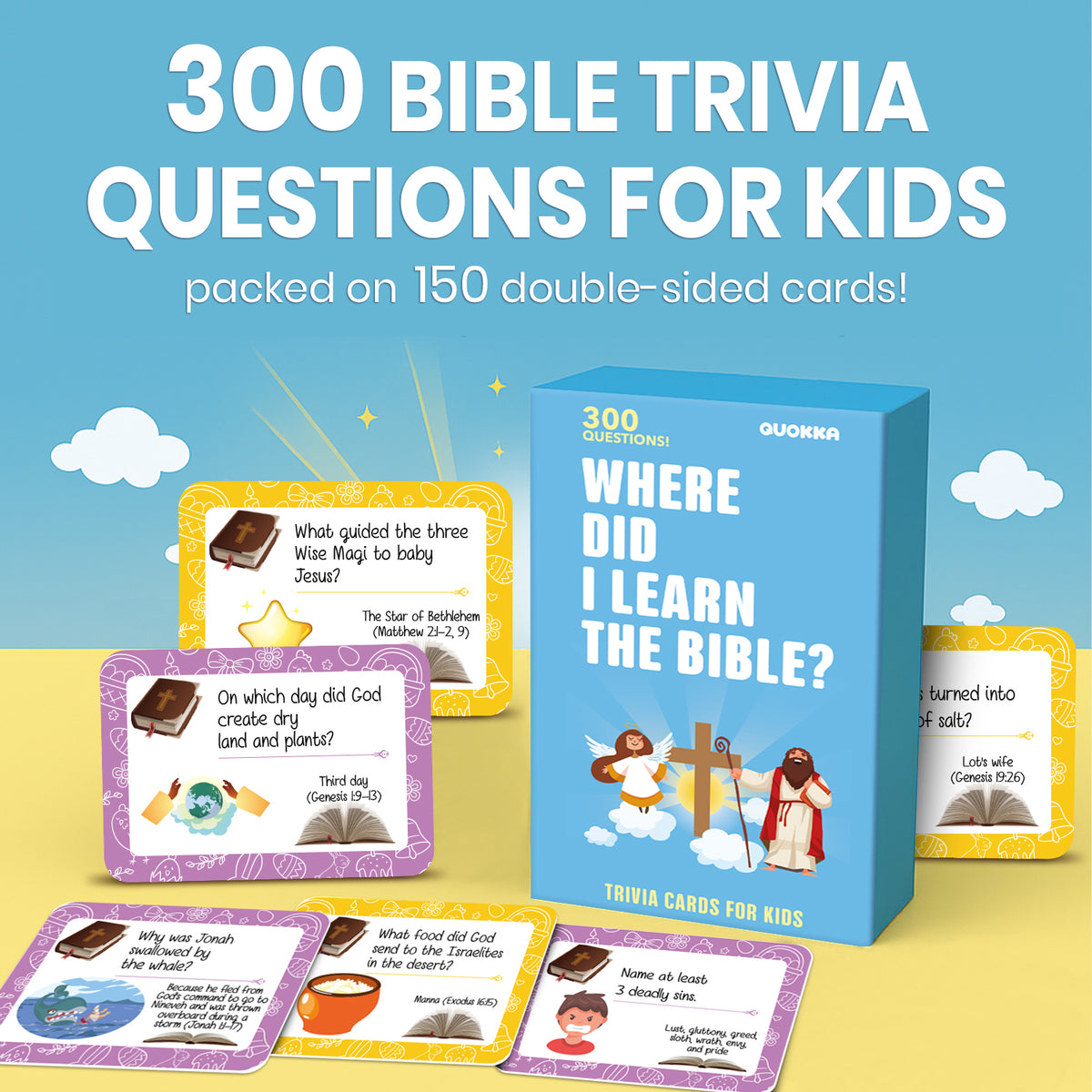 Bible Trivia Game - 300 Engaging Questions for Kids & Families