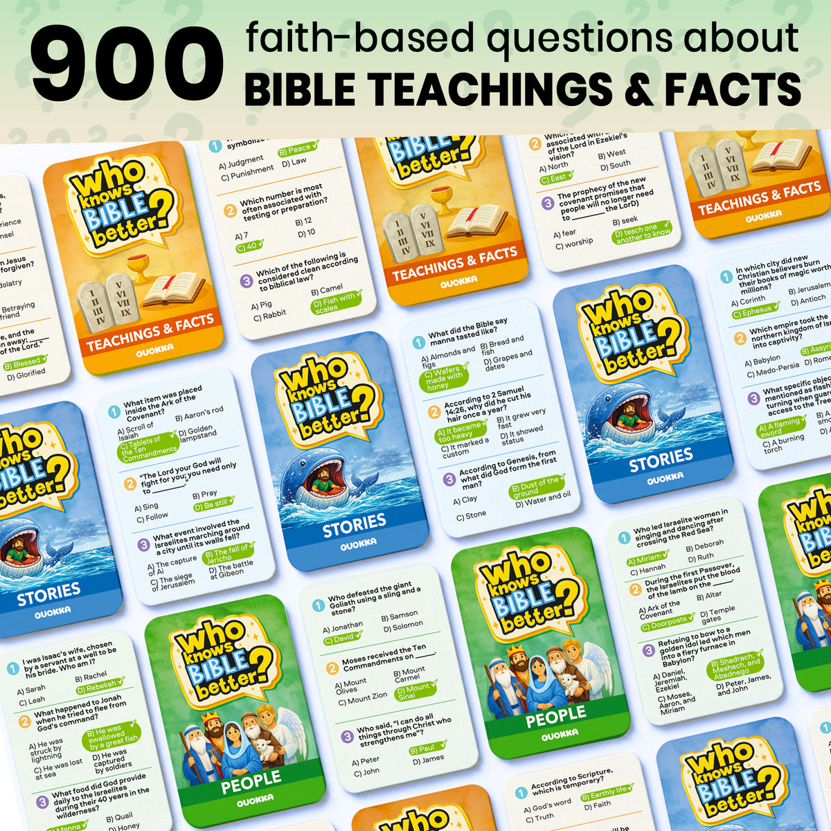 Trivia Card Game - Who Knows Bible Better? 3 Set for Family