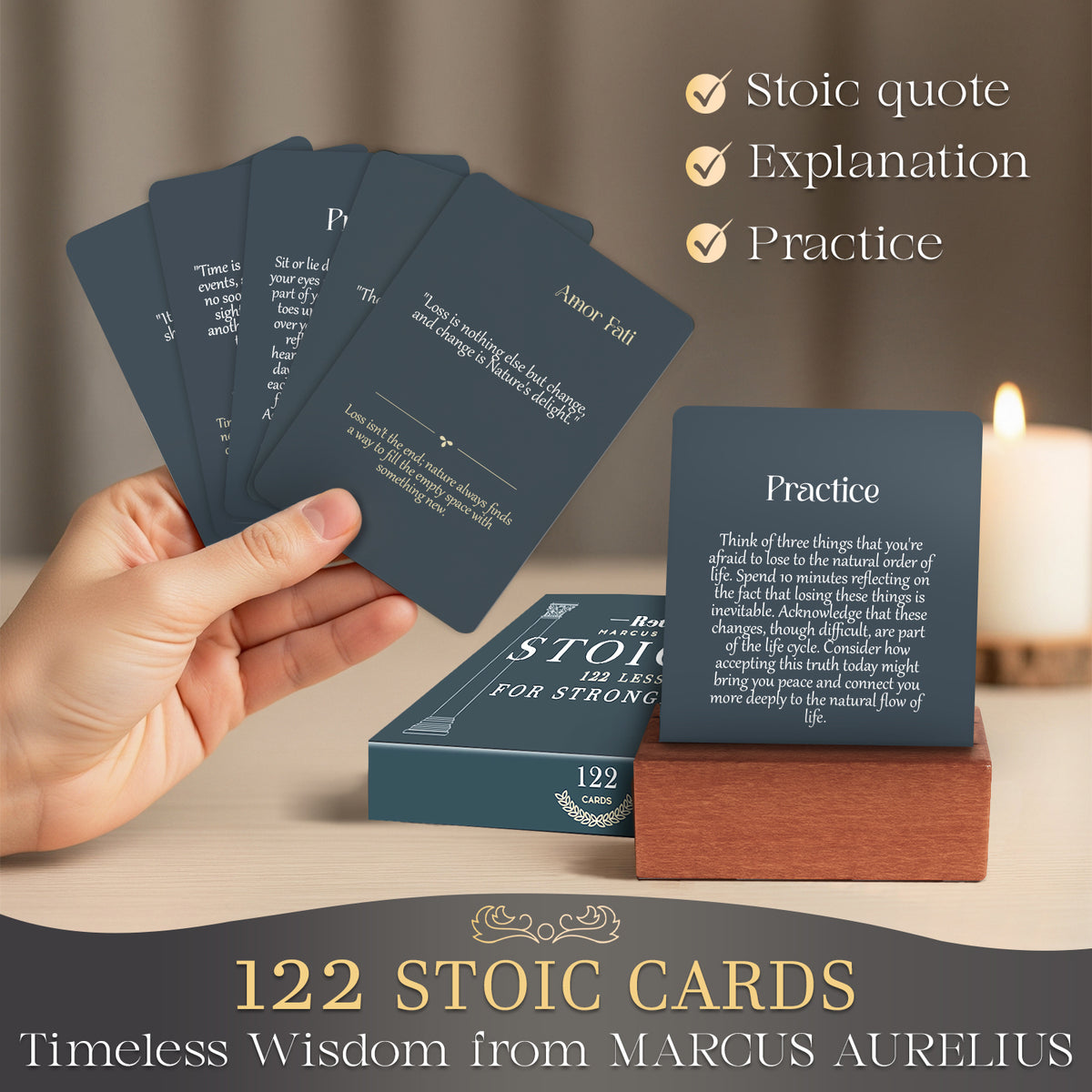 Stoicism Cards Marcus Aurelius - 122 Daily Quotes & Exercises