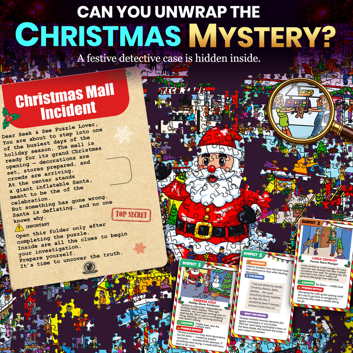 1000 Pcs Puzzle for Adults with Hidden Tasks - Christmas Mall