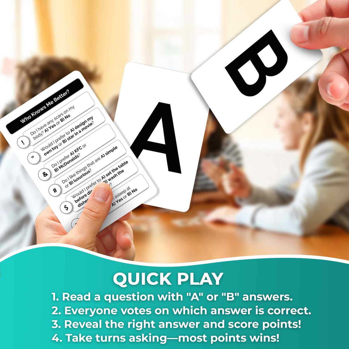 Who Knows Me Better Kids & Family Card Quiz Game