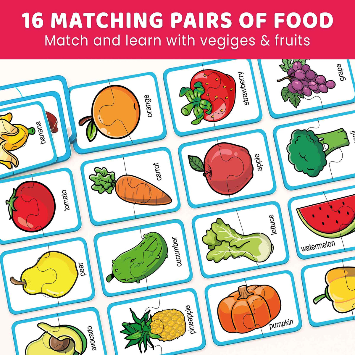 4 Set Matching Puzzle for Toddlers -  Animals & Fruit