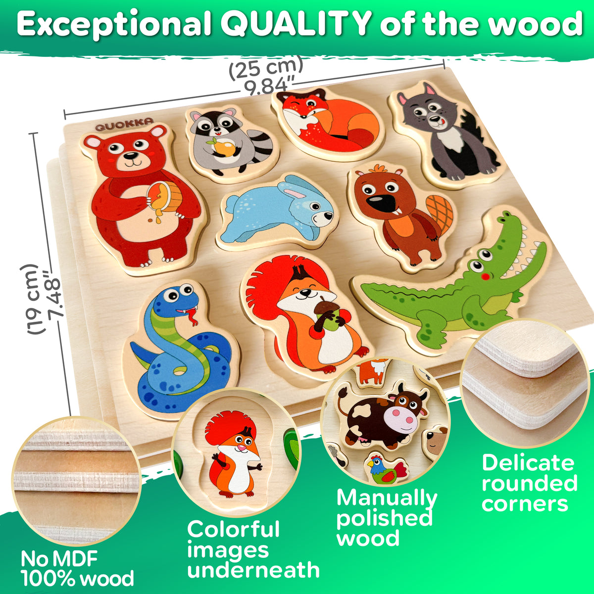 3 Set Chunky Wooden Puzzles for Toddlers | Toys with Animals