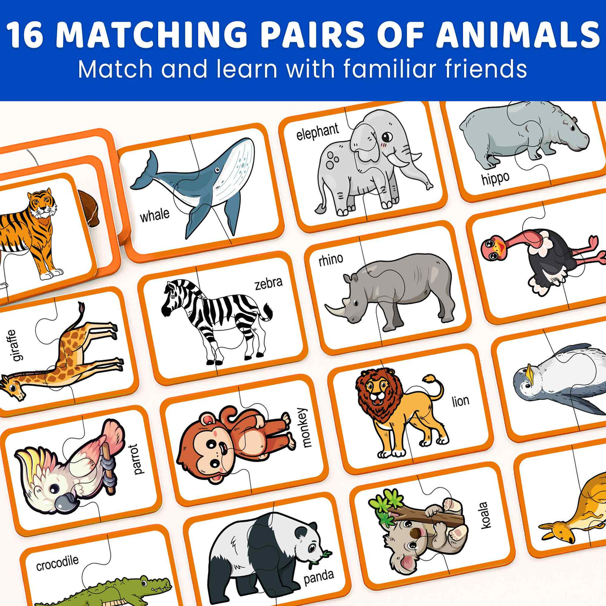 4 Set Matching Puzzle for Toddlers -  Animals & Fruit