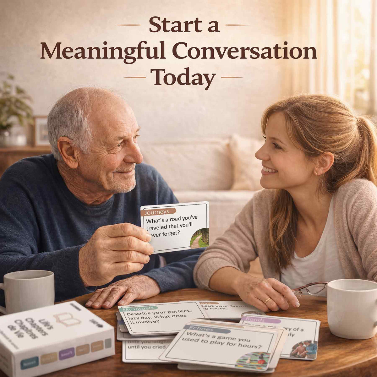 Conversation Cards for Seniors - 160 Large Print Prompts