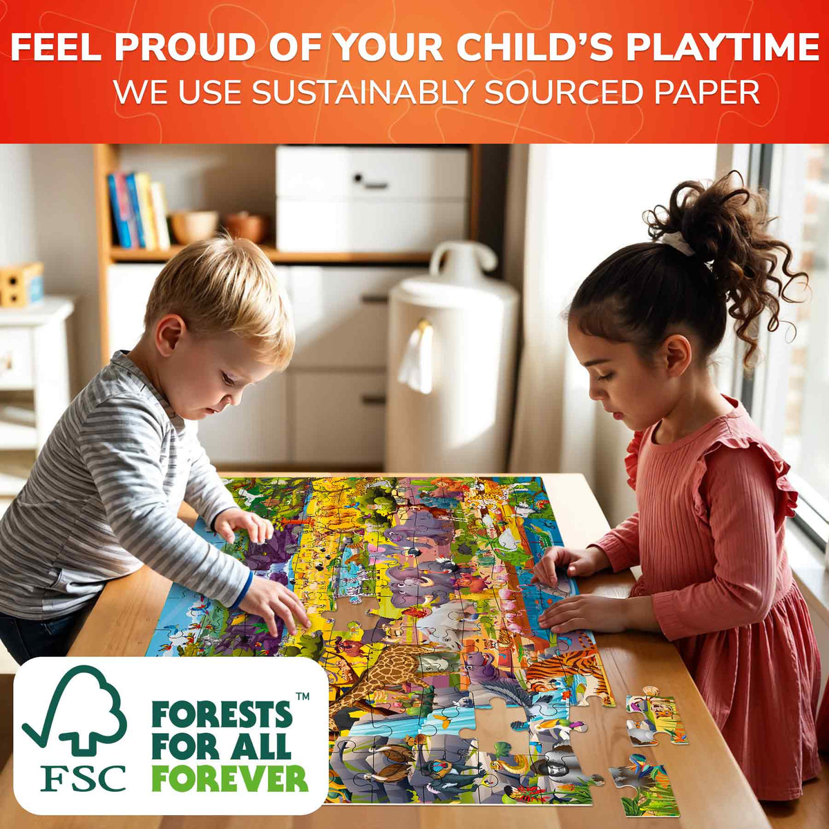 100 Pcs Jigsaw Puzzle for Kids | Safari Animals Learning Game