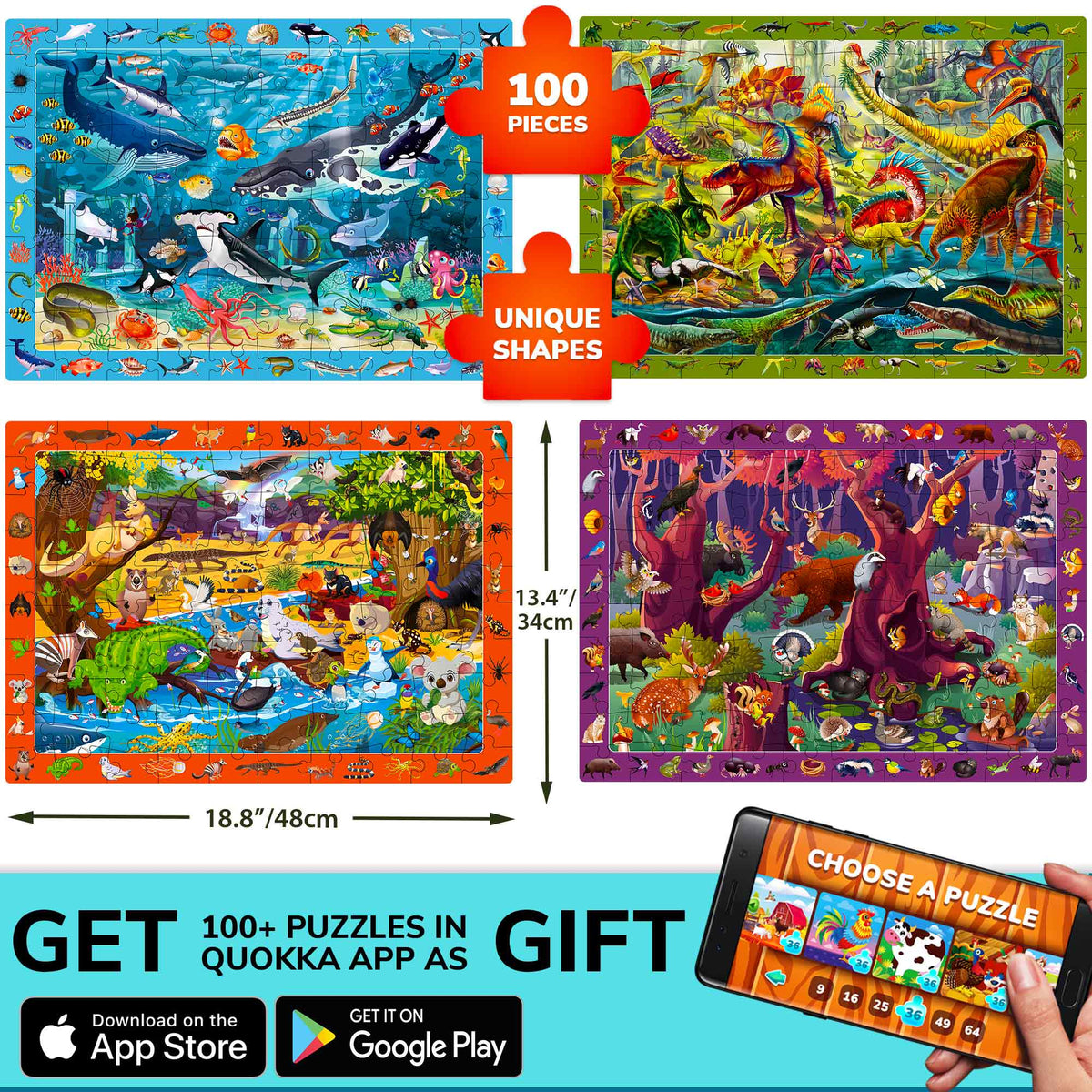 100 Pcs Search & Find Puzzles for Kids | Forest & Ocean