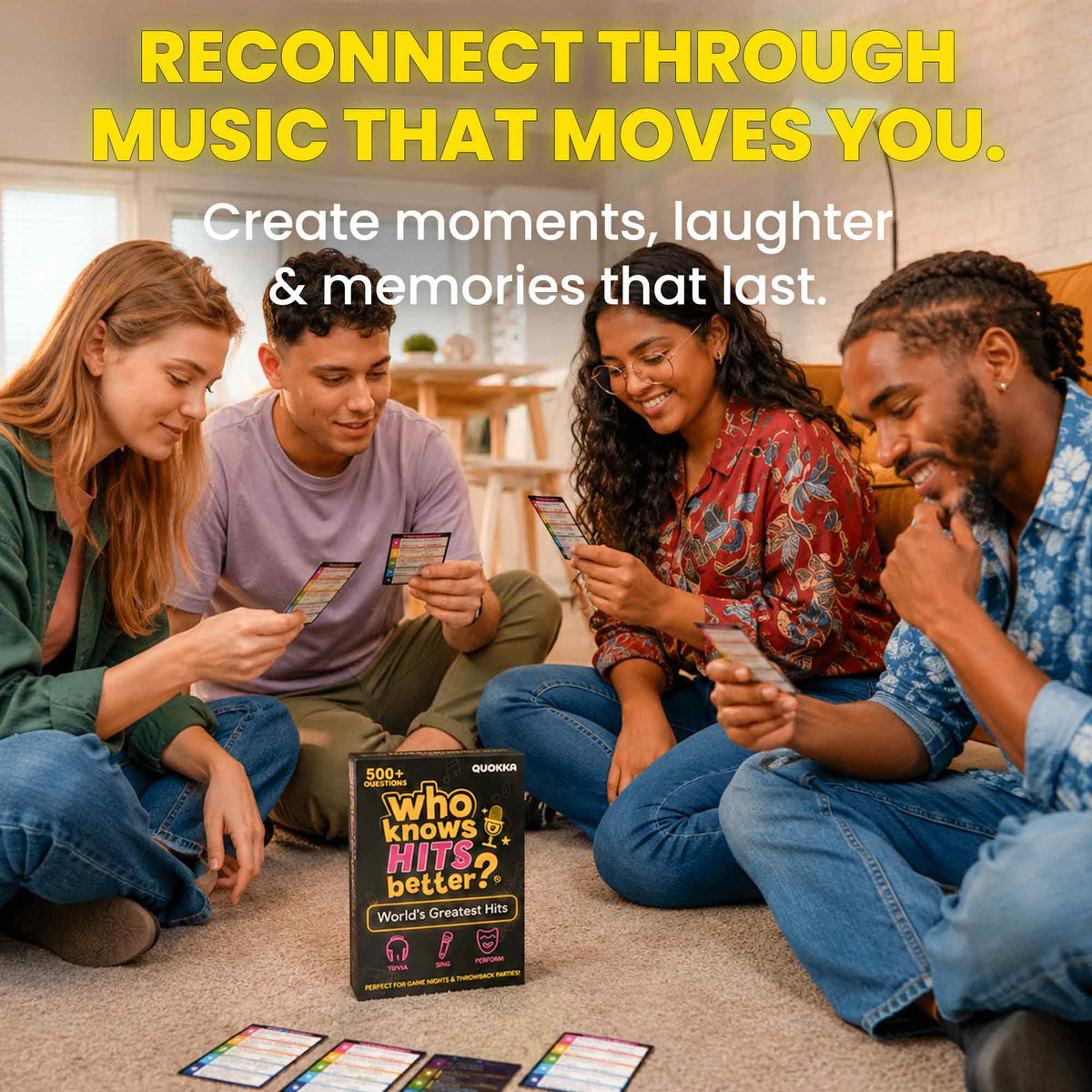 Card Game Who Knows Hits Better? 500+ Questions Music Games