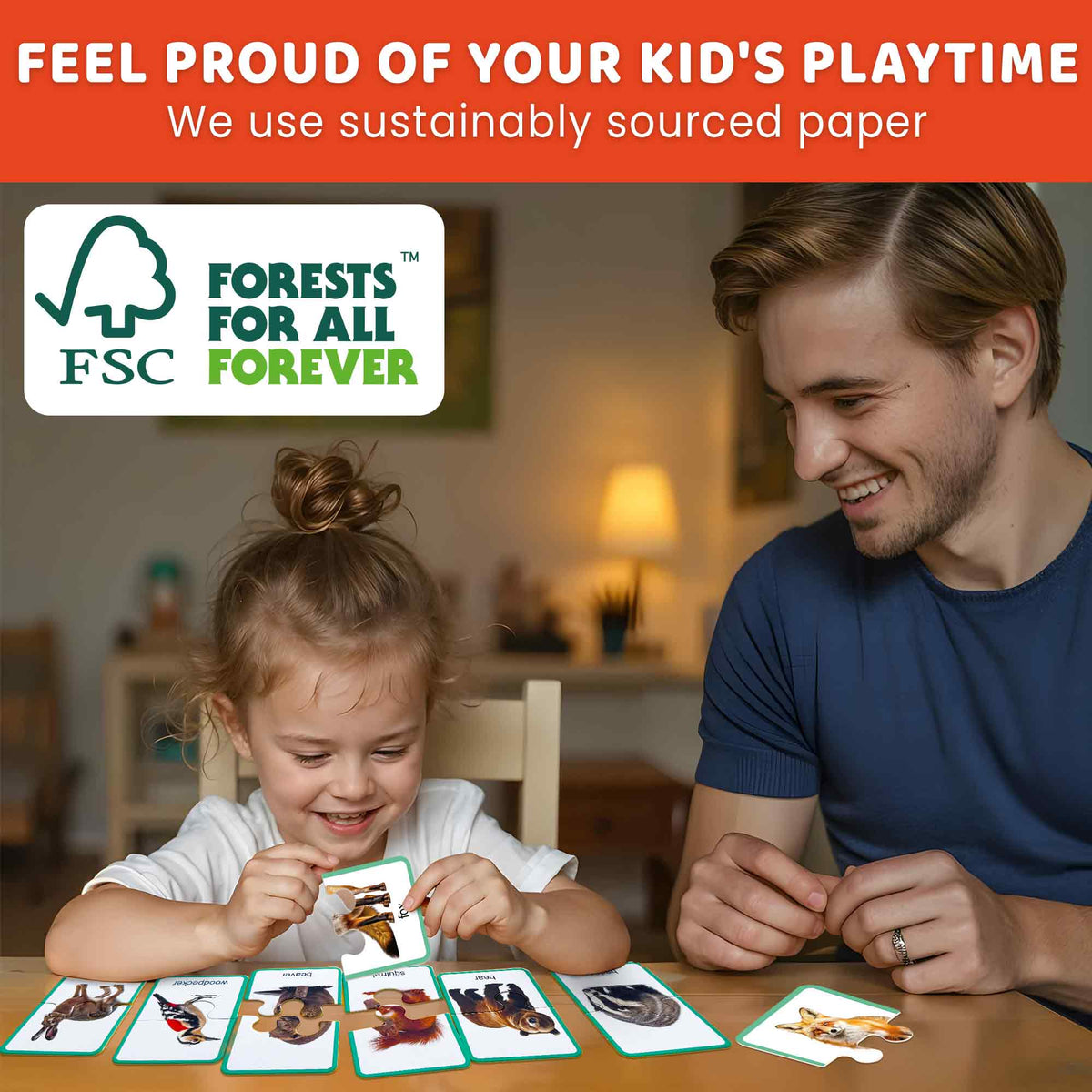 Matching Puzzle for Toddlers - 16 Realistic Pairs Forest Animals