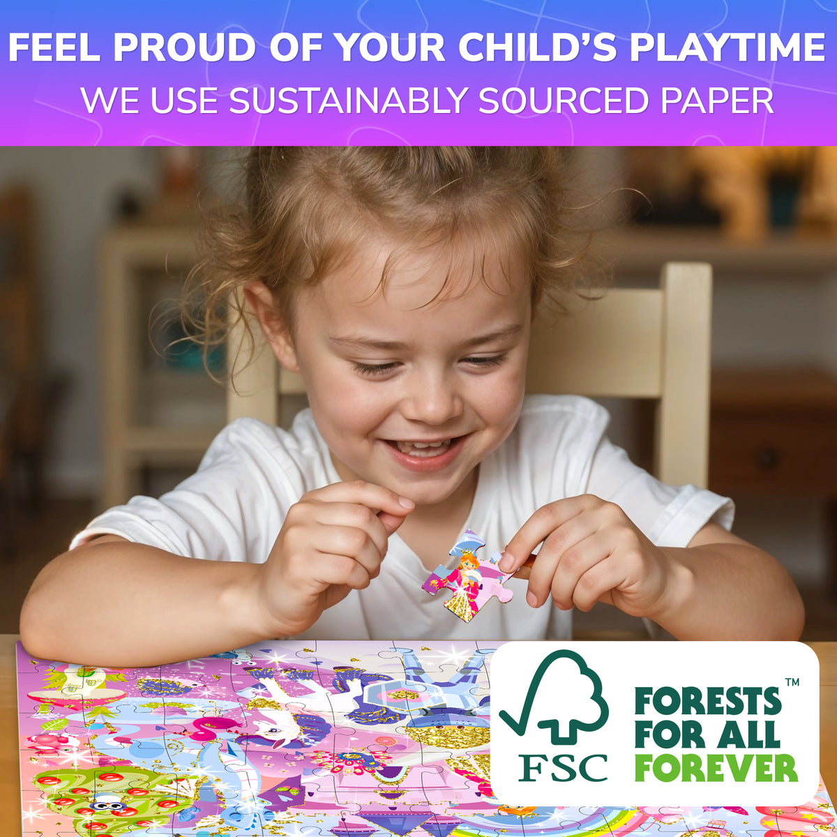 60 Piece Puzzles for Kids | Unicorns, Mermaids, Princesses & Fairy Tale