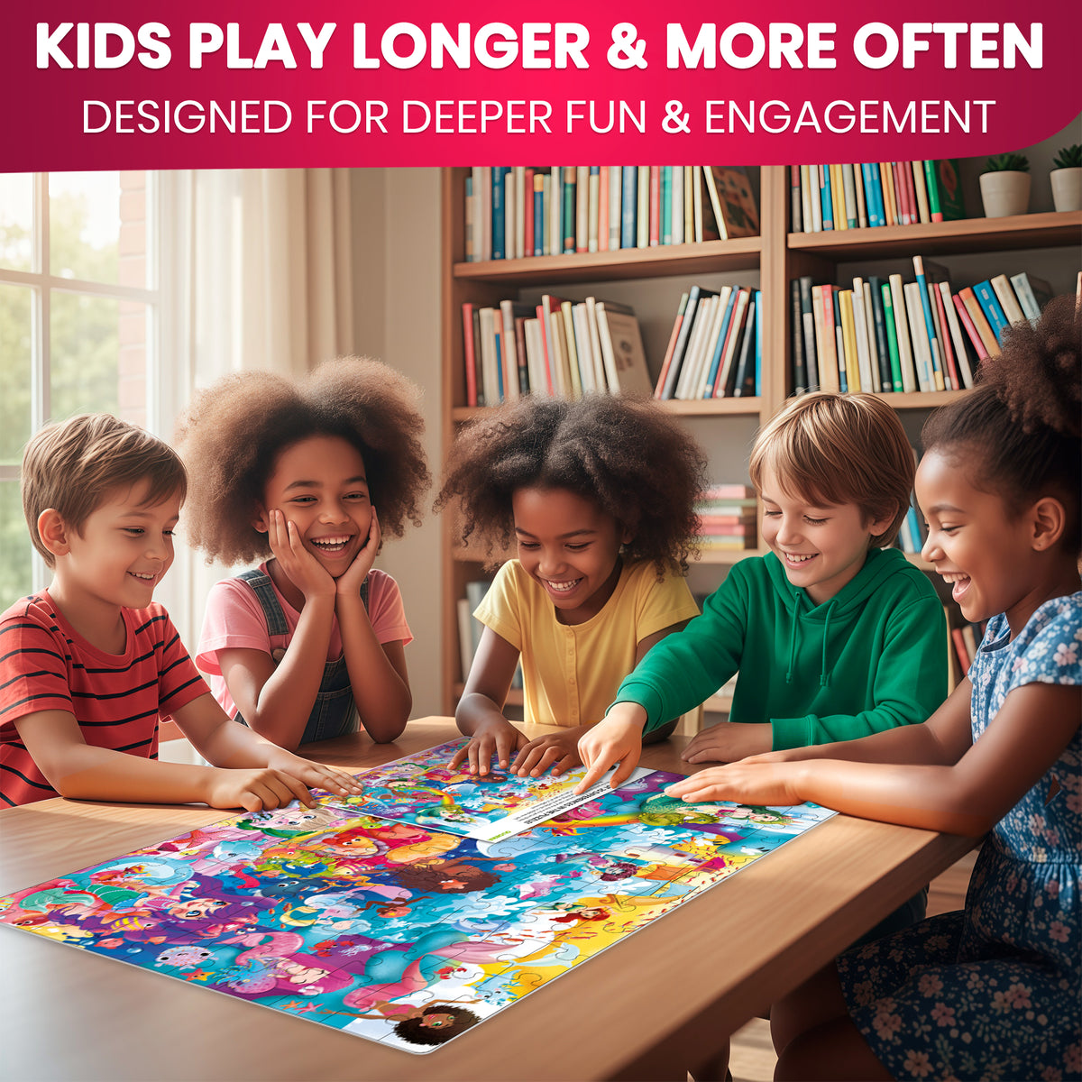 100 Pcs Floor Puzzles for Kids | Unicorns, Princess & Mermaids